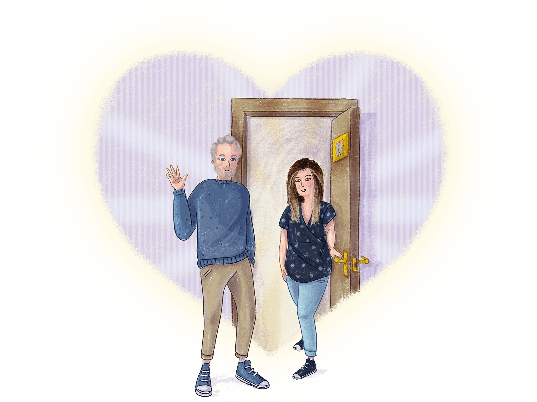 A love heart illustration of a couple