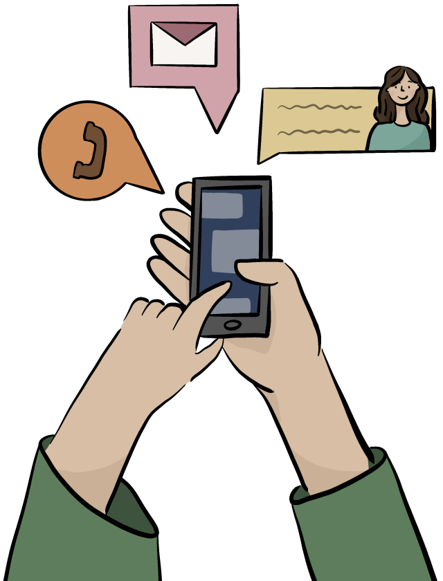 A cartoon illustration of a phone